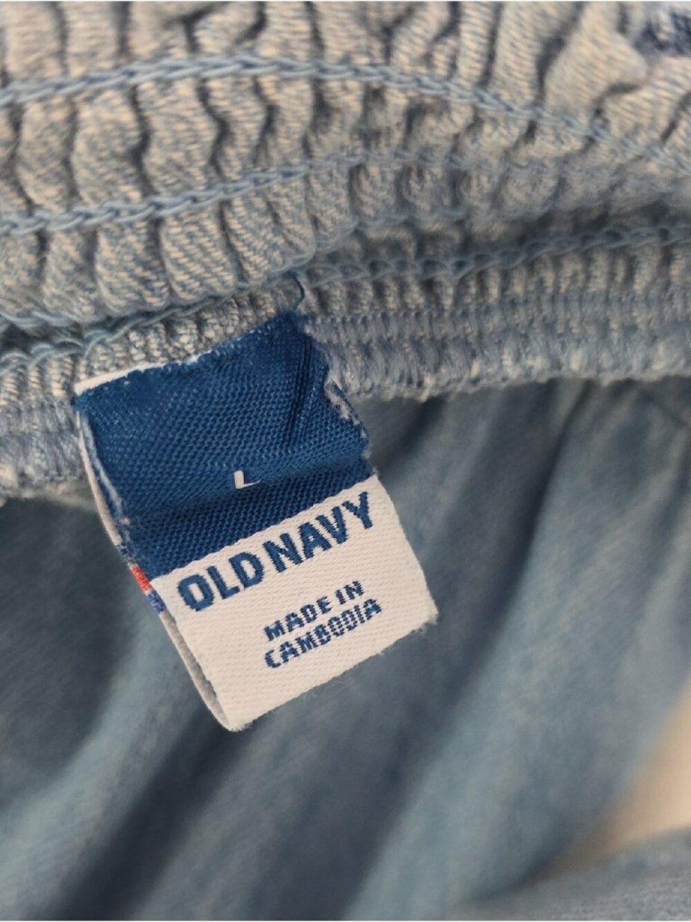 Old Navy Blue Cotton Chambray Denim Empire Mini Dress Large - Picture 8 of 9